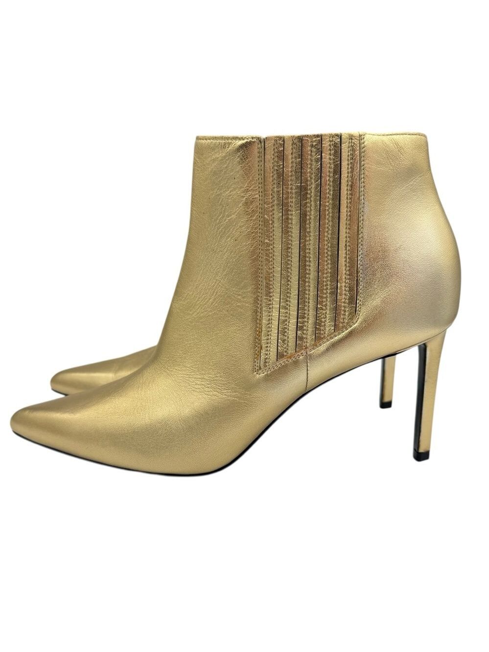 Celine Chelsea Cropped Boot 80 Gold Leather Size 39.5 / 9.5
